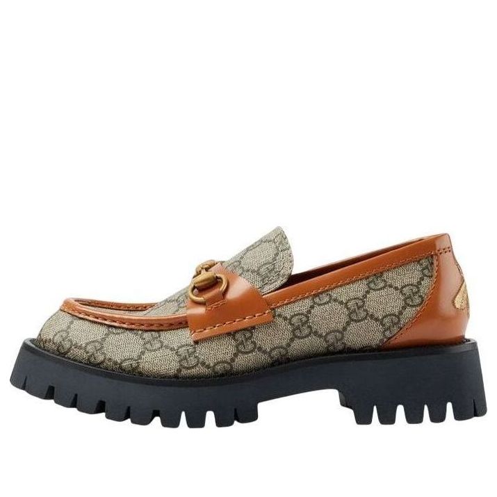 (WMNS) Gucci GG Canvas Platform Loafers Horsebit 'Brown Leather' 723283-FAA0Q-9790