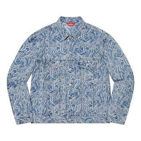 Supreme Script Jacquard Denim Trucker Jacket 'Teal White' SUP-FW22-723