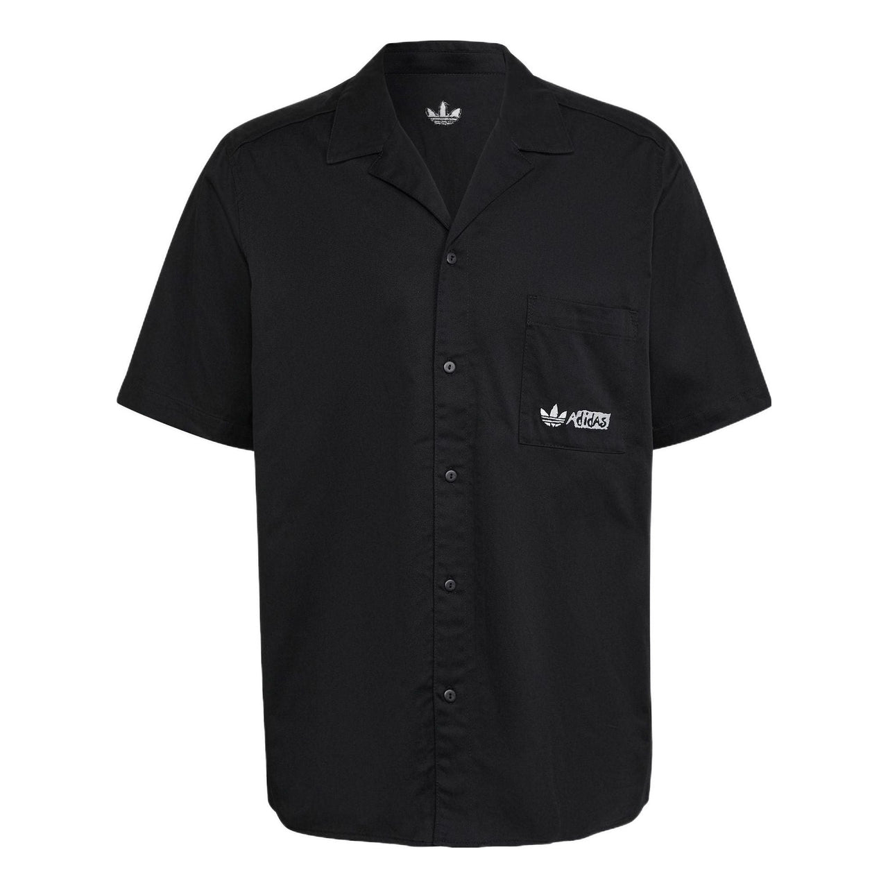 adidas originals Solid Color Logo Sports Short Sleeve Shirt Black HT1654