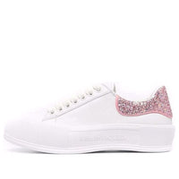(WMNS) Alexander McQueen Deck Plimsoll 'White Rose Pink Glitter' 676686WIABJ9477