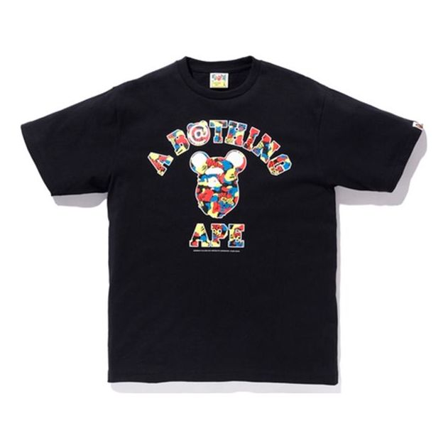 A Bathing Ape x Medicom Toy Camo College Tee 'Black' 1F73-110-907