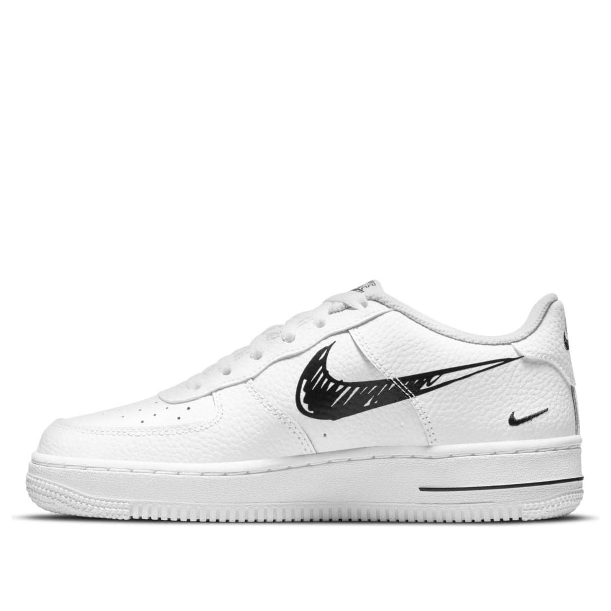 (GS) Nike Air Force 1 Low 'Doodle Swoosh - White Black' DM3177-100