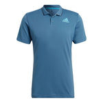 Men's adidas Gameset Logo Printing Solid Color Tennis Sports Short Sleeve Blue Polo Shirt HB9137