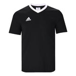 Men's adidas Contrasting Colors Collar Logo Casual Sports Short Sleeve Black T-Shirt HE1573
