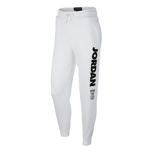 Men's Air Jordan Sportswear Legacy Alphabet Logo Printing Bundle Feet Sports Pants/Trousers/Joggers White BQ0196-100
