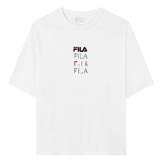 (WMNS) FILA Embroidered Logo Round Neck Sports Short Sleeve White F11W133195F-WT