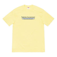 Supreme FW19 Week 7 Inc. Tee Chest Alphabet Short Sleeve Unisex Yellow SUP-FW19-753