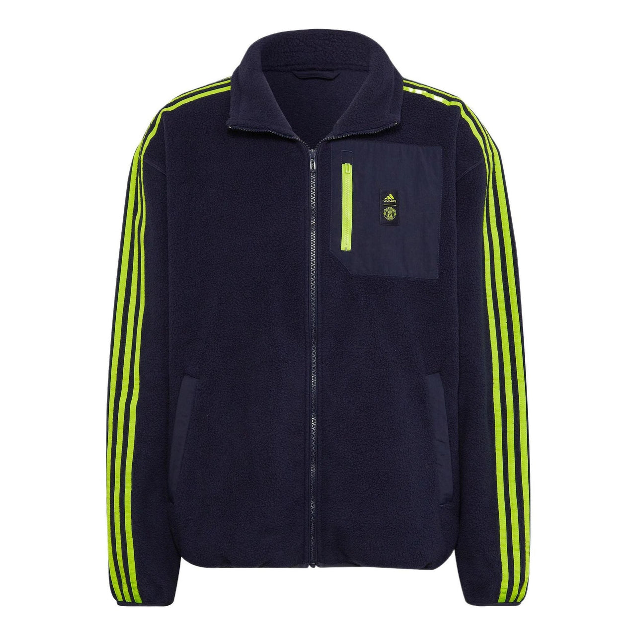 Men's adidas Logo Printing Pattern Stripe Soccer/Football Jacket Navy Blue HE6645