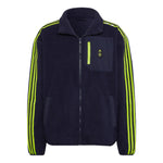 Men's adidas Logo Printing Pattern Stripe Soccer/Football Jacket Navy Blue HE6645