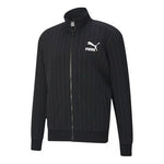 PUMA Pinstripe Track Top Stripe Fleece Lined Stand Collar Zipper Jacket Black 530177-01