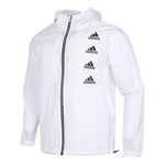 adidas Logo Print Woven Hooded Jacket Men's White GK9419