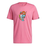 Men's adidas Cartoon Basketball Printing Sports Short Sleeve Pink T-Shirt HB5482