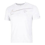 Men's Nike Large Logo Sports Training Breathable Quick Dry Round Neck Short Sleeve White T-Shirt DM4812-100