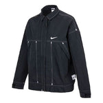 (WMNS) Nike SS22 Sportswear Swoosh Back Logo Printing Woven Jacket Autumn Black DM6204-010