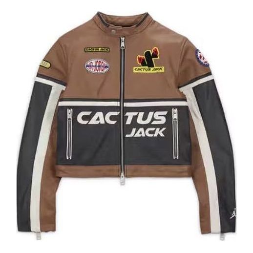 (WMNS) Air Jordan x Travis Scott Cactus Jack Leather Jacket Asia Sizing 'Archaeo Brown' DX6169-256