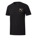PUMA Bronzing Printing Round Neck Short Sleeve Black 587582-01