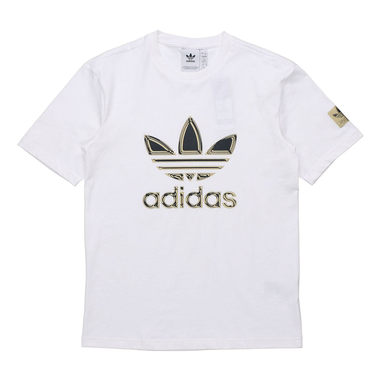 adidas Originals Logo Printing Sports Short Sleeve Tee 'White Gold Black' GT4371