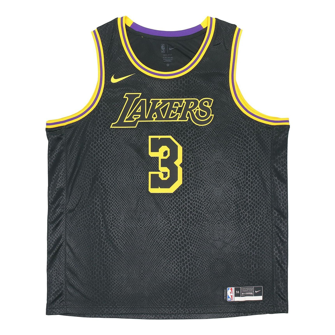 Men's Nike SW Fan Edition Lakers Davis No. 3 Casual Sports Basketball Jersey/Vest Black DJ1433-010
