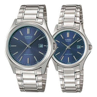 CASIO ENTICER& VINTAGESerieses Silver/Blue Couple Quartz Waterproof Blue Dial Blue Analog MTP-1183A-2A&LTP-1183A-2A