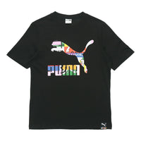PUMA Intl Tee Multi-Color Logo Printing Sports Round Neck Short Sleeve Black 532274-51