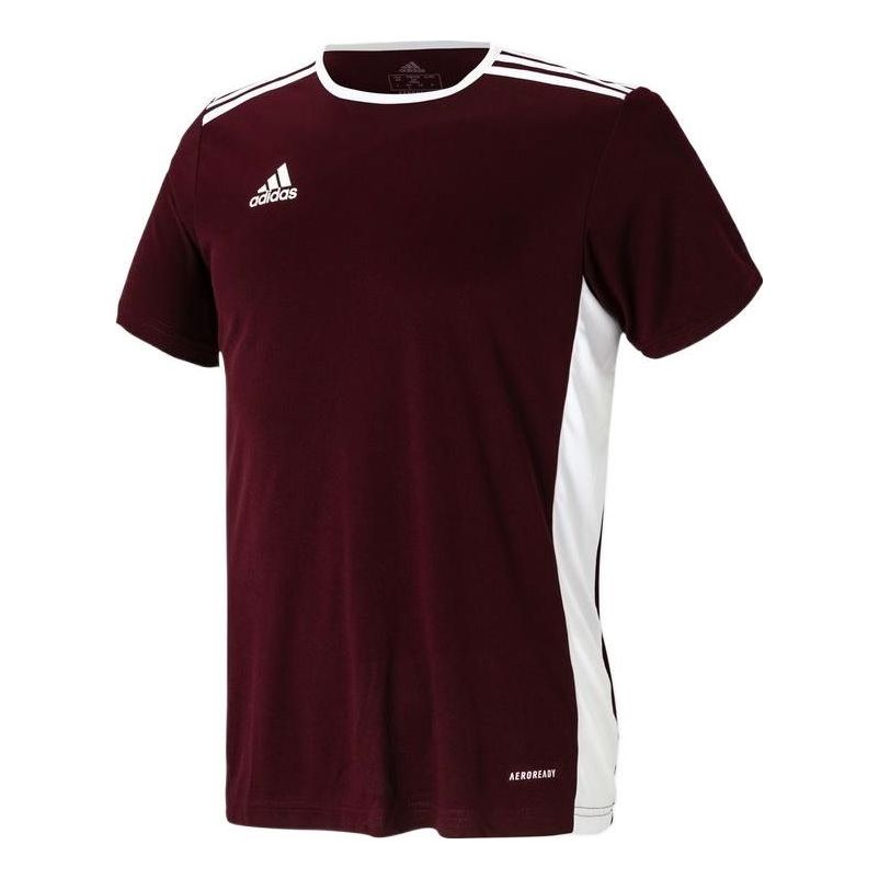 adidas Stripe Printing Brand Logo Colorblock Round Neck Short Sleeve Red CD8430