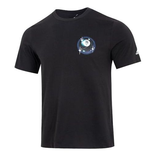 Men's adidas Tmac Tee 8 Alphabet Athleisure Casual Sports Round Neck Short Sleeve Black T-Shirt HS8523