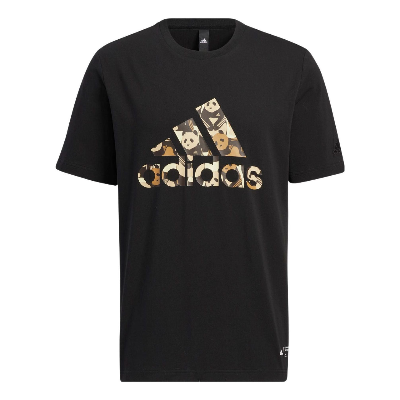 adidas Solid Color Logo Athleisure Casual Sports Short Sleeve Unisex Black HS4396
