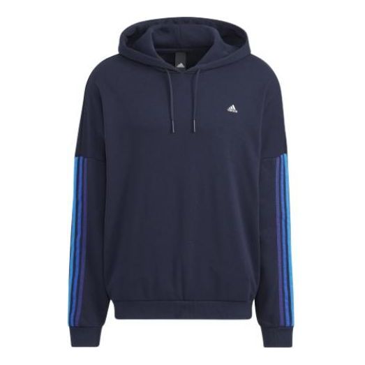 Men's adidas Contrasting Colors Stripe Sports Ink Blue HC9965