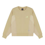 (WMNS) New Balance Logo Printing Splicing Sports Round Neck Pullover Khaki Hoodie AWT13337-BEI