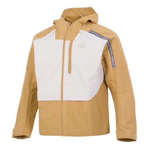 Men's adidas Th Protek Wvjkt Colorblock Athleisure Casual Sports Hooded Jacket Brown Yellow HM5167