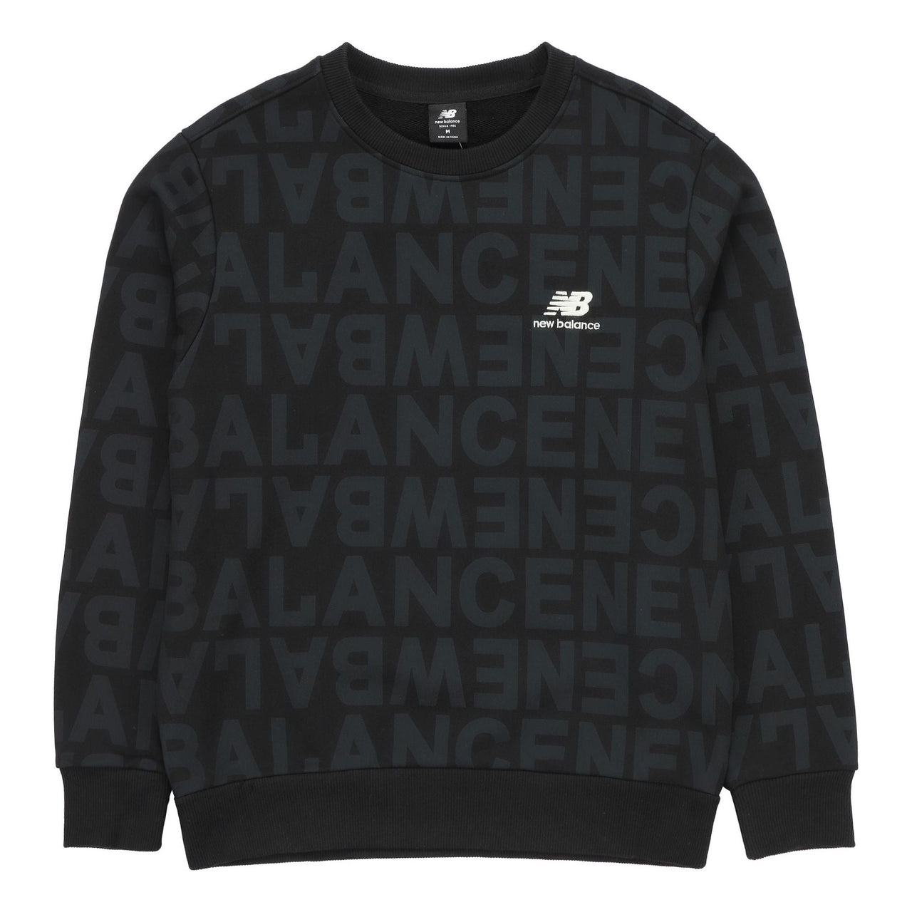 New Balance Men's New Balance Logo Full Print Sports Round Neck Pullover Black AMT14333-BK