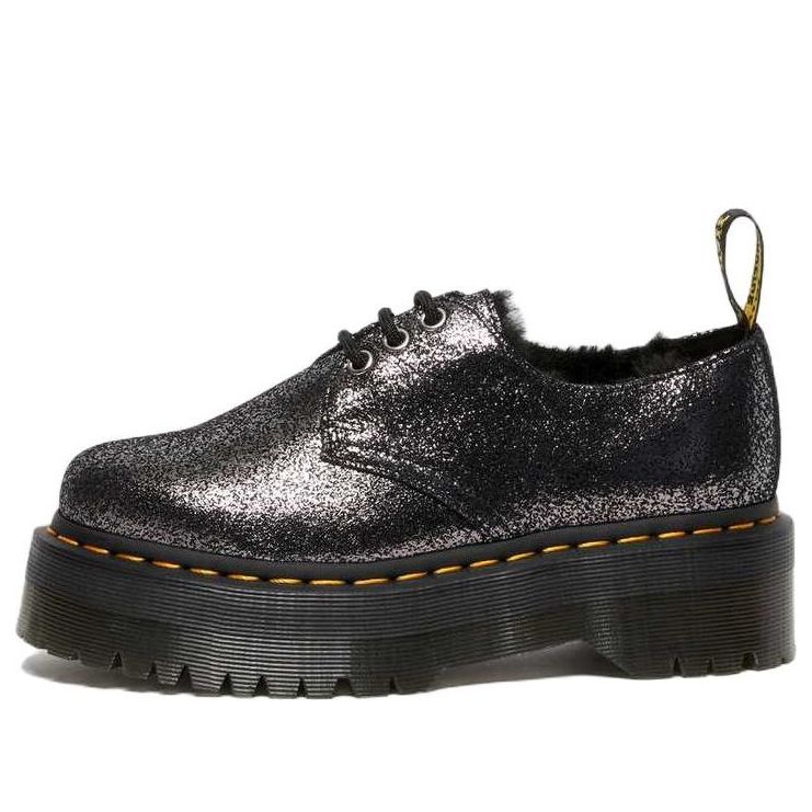 Dr. Martens 1461 Faux Fur-Lined Metallic Leather Platform Shoes 'Black' 27957012