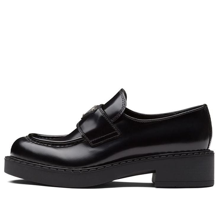 (WMNS) PRADA Chocolate 50mm Brushed Leather Loafer 'Black' 1D246M_ULS_F0002_F_B050