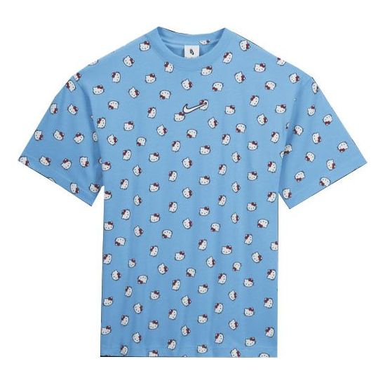 Nike x Hello Kitty Crossover SS22 Cat Full Print Pullover Short Sleeve Blue DR5520-412
