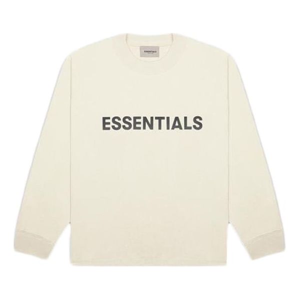 Fear of God Essentials SS20 3D Silicon Applique Boxy Long Sleeve T-Shirt 'Buttercream' FOG-SS20-412