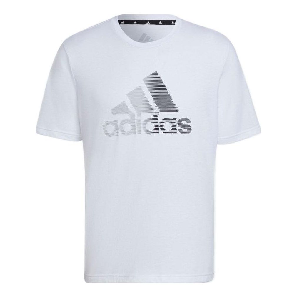 Men's adidas Logo Printing Round Neck Pullover Short Sleeve White T-Shirt HF7210