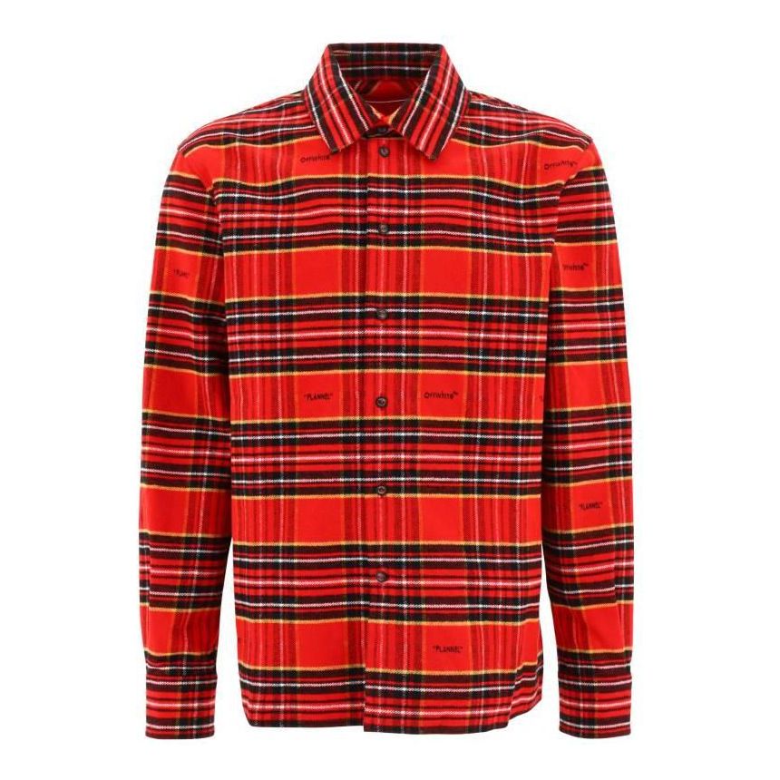 Off-White FW22 Stripe Lapel Long Sleeves Red Shirt OMGA227F22FAB0012510