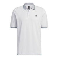 Men's adidas Logo Printing Straight Buckle Short Sleeve White Polo Shirt HS4391