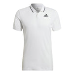 adidas Gameset Solid Color Logo Micro Mark Tennis Sports Short Sleeve Polo Shirt White HB9135