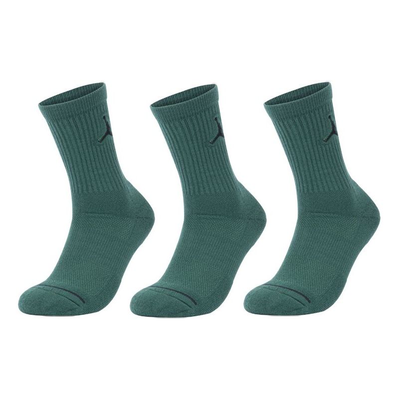 Air Jordan Everyday Max Crew Basketball Casual Sports Breathable Sports Socks Couple Style 3 Pairs Gray Green SX5545-333