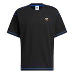 adidas originals 50th Annv Gfx T Small Logo Printing Stripe Loose Pullover Round Neck Short Sleeve Black T-Shirt HY4685