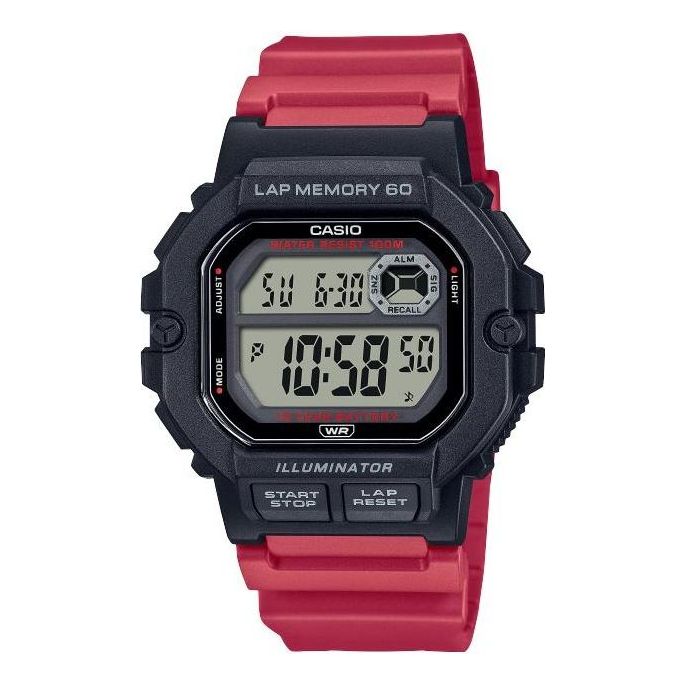 CASIO Fashion Stylish Quartz Watch Numeric Resin Strap Red/Black WS-1400H-4AVDF
