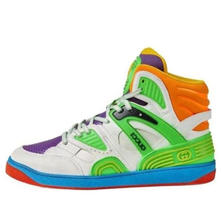 Gucci Basket Breathable Wear-Resistant Non-Slip High 'White Green Purple' 661301-2SH80-9062