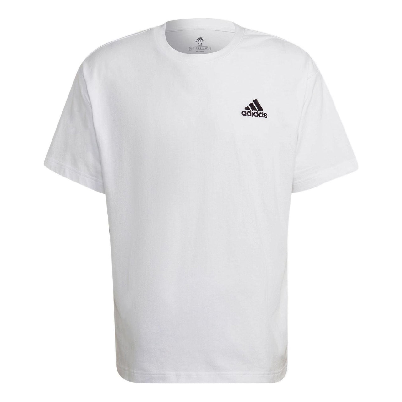 adidas Logo Solid Color Round Neck Loose Short Sleeve Couple Style White HE4388