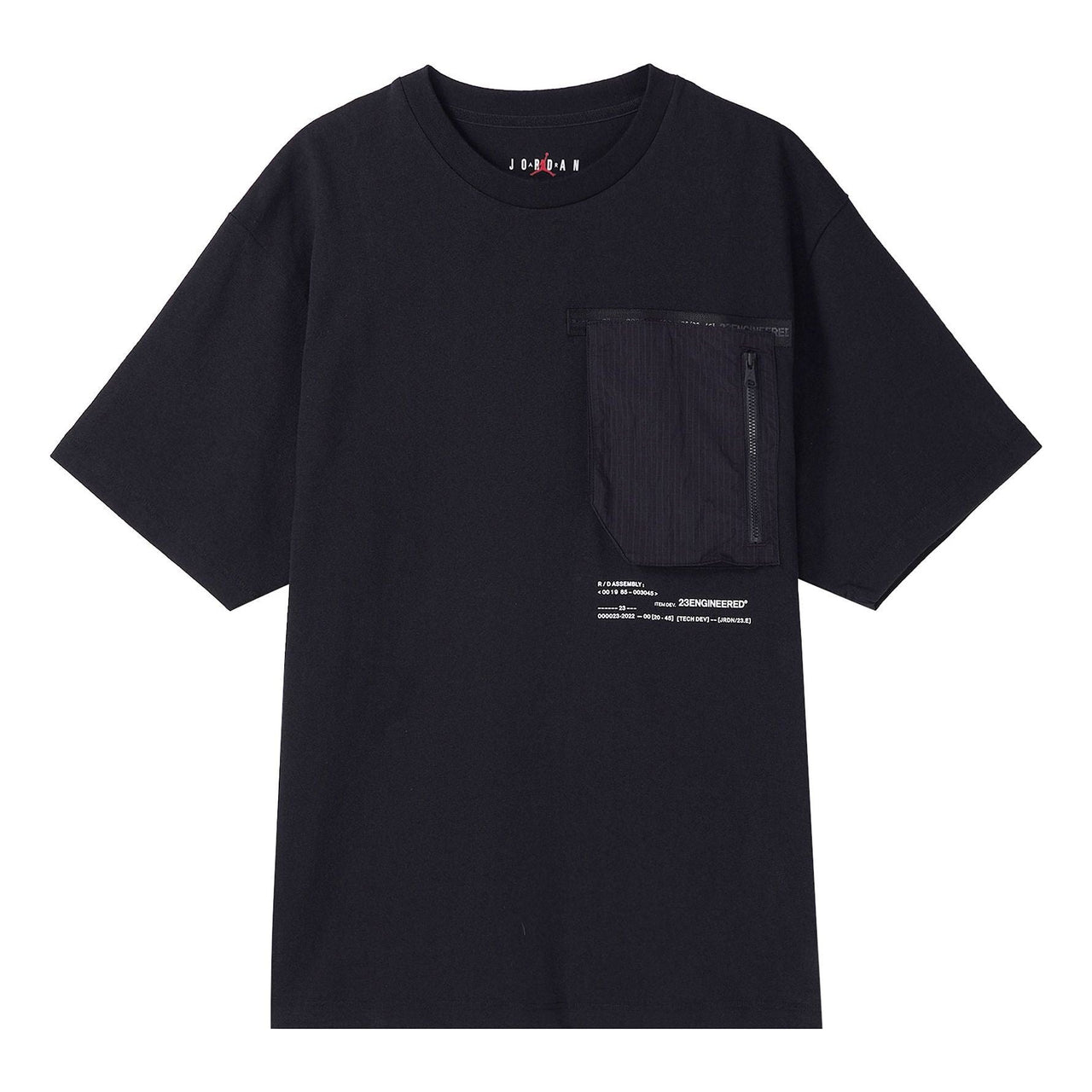 Air Jordan 23 Engineered Solid Color Pocket Round Neck Casual Short Sleeve Black DM1389-010