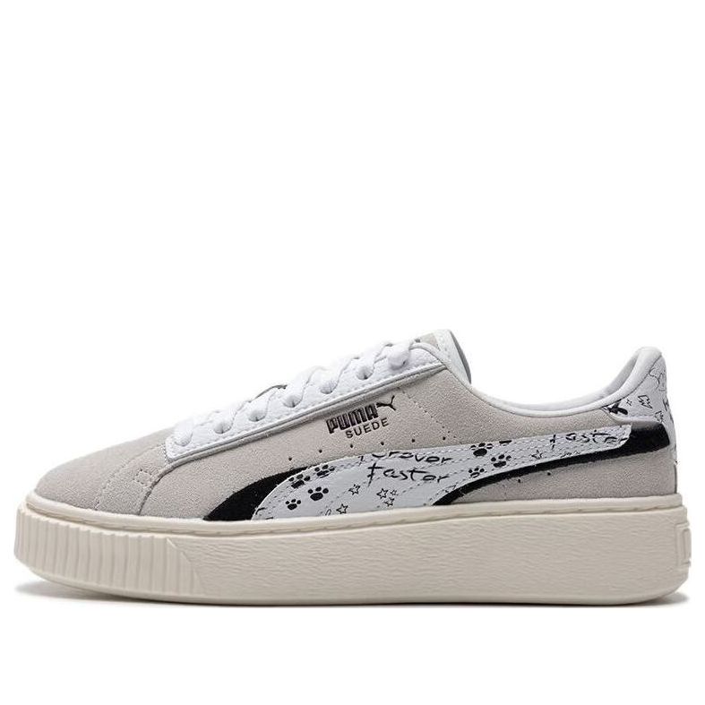 (WMNS) PUMA Suede Platform Draw 'Grey White' 395904-02