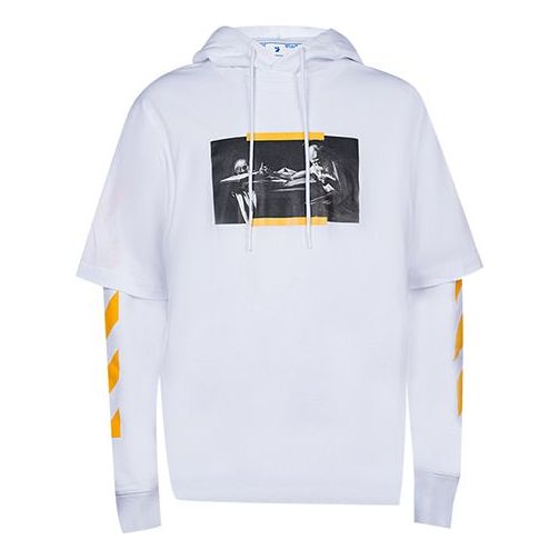 Men's Off-White FW21 Caravaggio Painting Printing Pullover Loose Fit White OMBB087F21FLE0060184