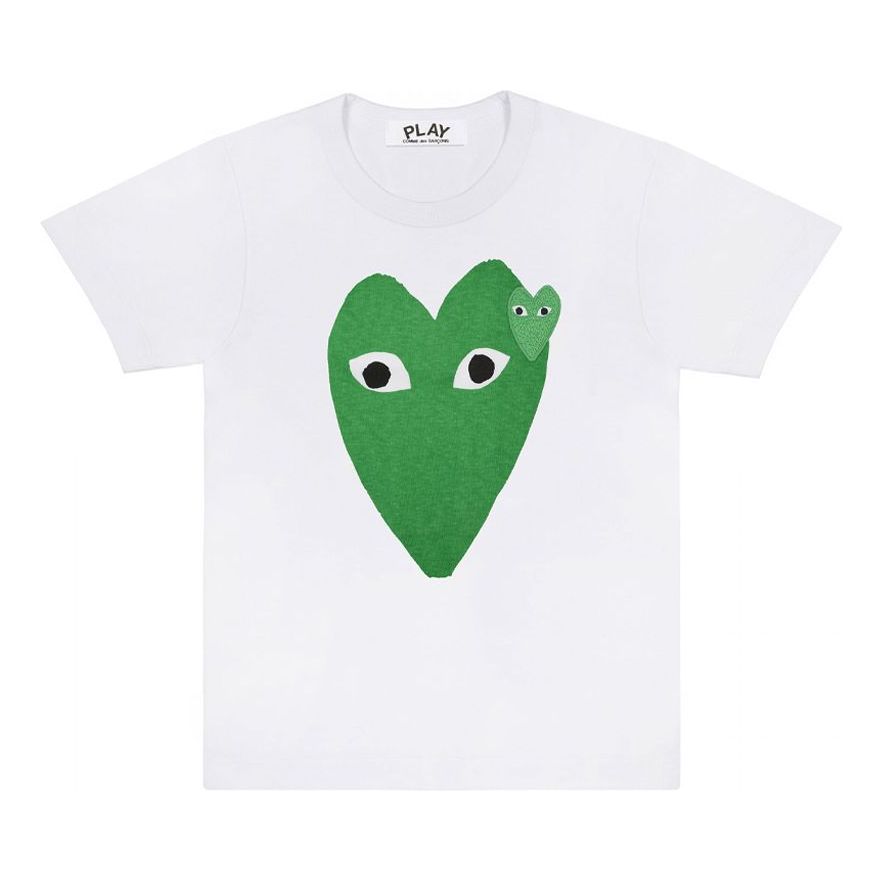 (WMNS) COMME des GARCONS PLAY Long Hearts Tee 'White Green' AZ-T059-051-1