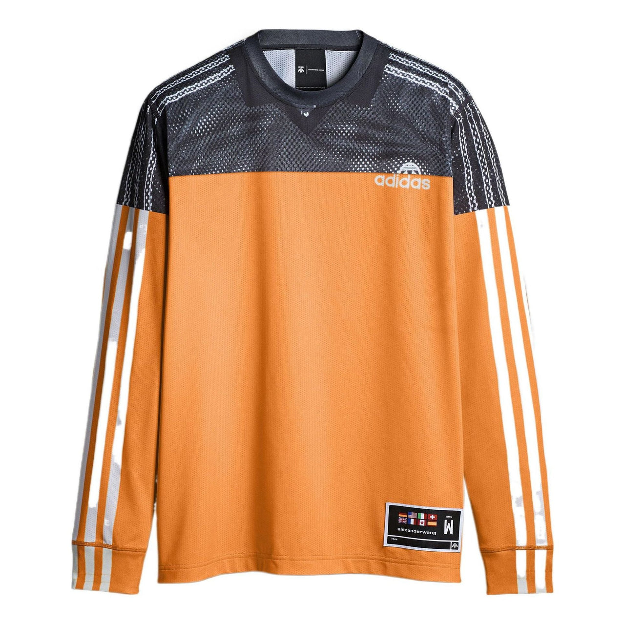 adidas originals x Alexander Wang Crossover Breathable Alphabet Printing Stripe Colorblock Long Sleeves Yellow T-Shirt DT9485