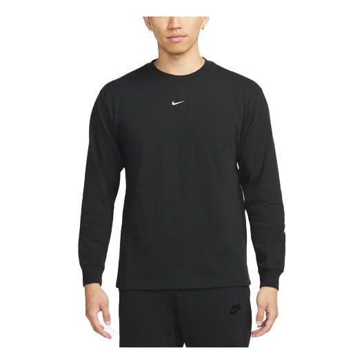 Men's Nike Solid Color Round Neck Long Sleeves Black T-Shirt DJ6175-010